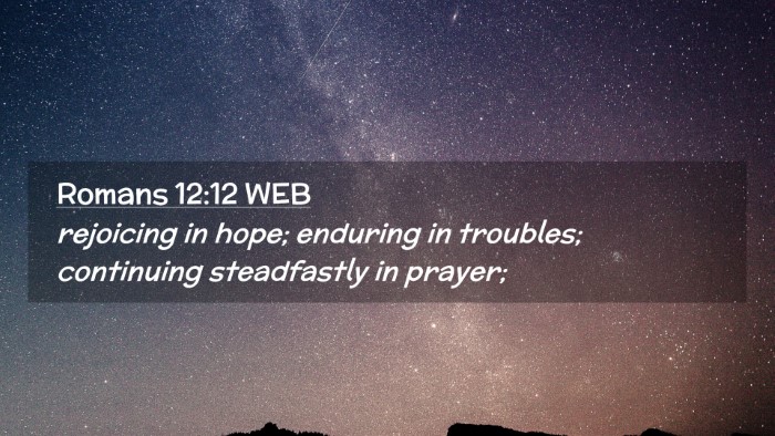 Picture 02 - Romans 12:12 WEB Desktop Wallpaper - rejoicing in hope; enduring in troubles; - Desktop Bible Verse Wallpaper