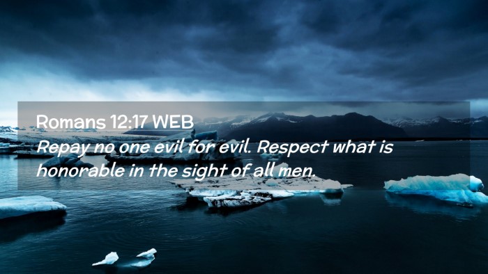Picture 02 - Romans 12:17 WEB Desktop Wallpaper - Repay no one evil for evil. Respect what is - Desktop Bible Verse Wallpaper