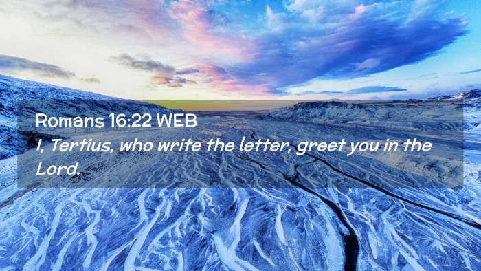 Picture 02 - Romans 16:22 WEB Desktop Wallpaper - I, Tertius, who write the letter, greet you in - Desktop Bible Verse Wallpaper