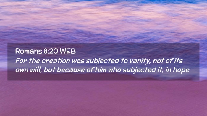 Picture 02 - Romans 8:20 WEB Desktop Wallpaper - For the creation was subjected to vanity, not of - Desktop Bible Verse Wallpaper