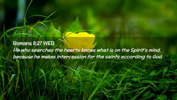 Picture 02 - Romans 8:27 WEB Desktop Wallpaper - He who searches the hearts knows what is on the - Desktop Bible Verse Wallpaper