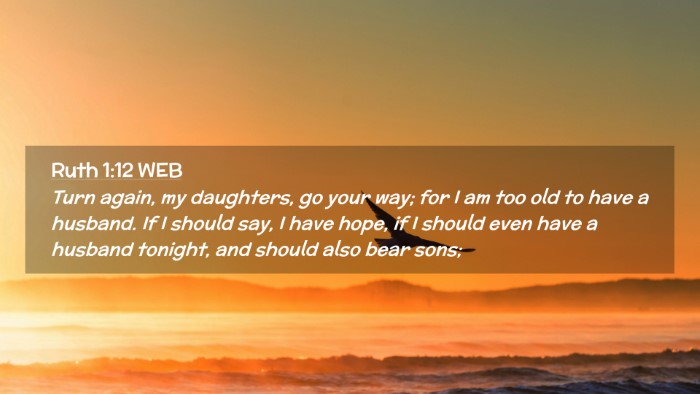 Picture 02 - Ruth 1:12 WEB Desktop Wallpaper - Turn again, my daughters, go your way; for I am - Desktop Bible Verse Wallpaper