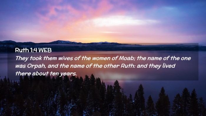 Picture 02 - Ruth 1:4 WEB Desktop Wallpaper - They took them wives of the women of Moab; the - Desktop Bible Verse Wallpaper