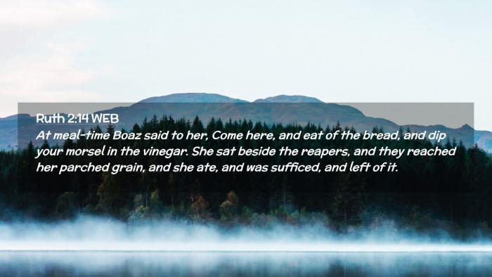 Picture 02 - Ruth 2:14 WEB Desktop Wallpaper - At meal-time Boaz said to her, Come here, and eat - Desktop Bible Verse Wallpaper