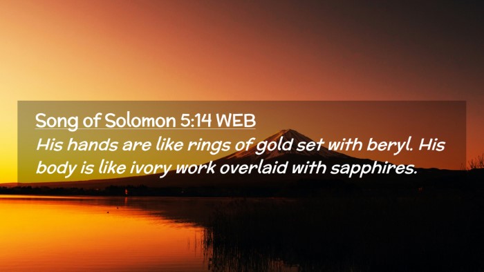 Picture 02 - Song of Solomon 5:14 WEB Desktop Wallpaper - His hands are like rings of gold set with beryl. - Desktop Bible Verse Wallpaper