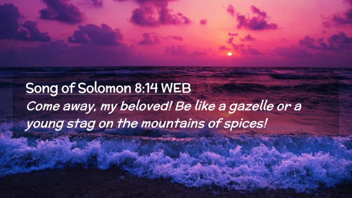 Picture 02 - Song of Solomon 8:14 WEB Desktop Wallpaper - Come away, my beloved! Be like a gazelle or a - Desktop Bible Verse Wallpaper