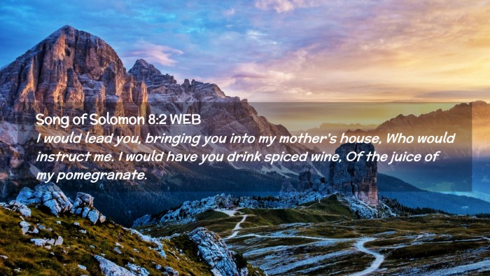Picture 02 - Song of Solomon 8:2 WEB Desktop Wallpaper - I would lead you, bringing you into my mother's - Desktop Bible Verse Wallpaper