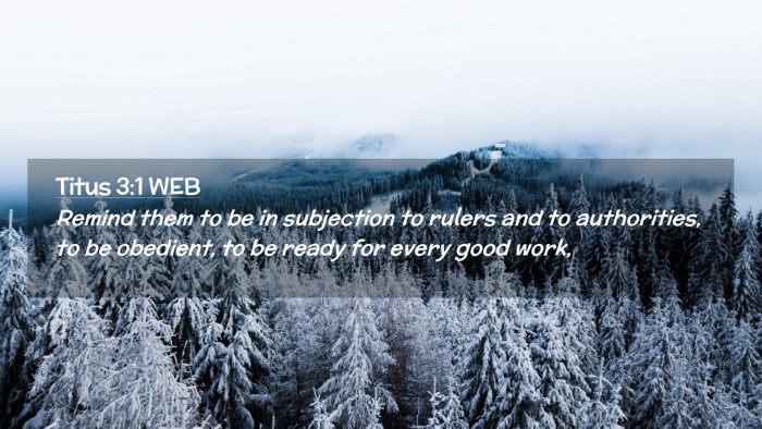 Picture 02 - Titus 3:1 WEB Desktop Wallpaper - Remind them to be in subjection to rulers and to - Desktop Bible Verse Wallpaper