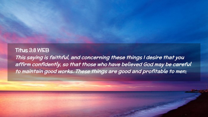 Picture 02 - Titus 3:8 WEB Desktop Wallpaper - This saying is faithful, and concerning these - Desktop Bible Verse Wallpaper