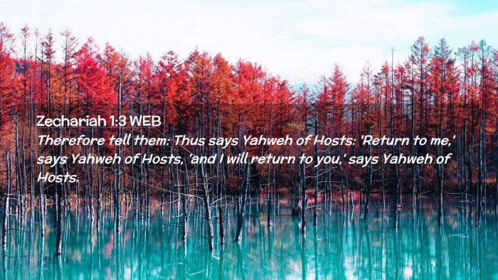 Picture 02 - Zechariah 1:3 WEB Desktop Wallpaper - Therefore tell them: Thus says Yahweh of Hosts: - Desktop Bible Verse Wallpaper