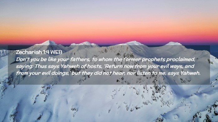 Picture 02 - Zechariah 1:4 WEB Desktop Wallpaper - Don't you be like your fathers, to whom the - Desktop Bible Verse Wallpaper
