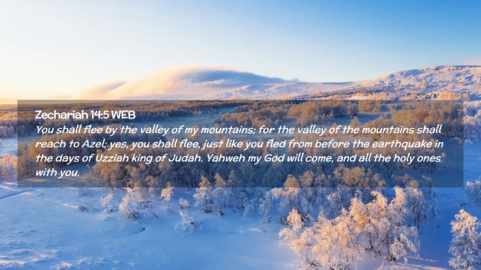 Picture 02 - Zechariah 14:5 WEB Desktop Wallpaper - You shall flee by the valley of my mountains; for - Desktop Bible Verse Wallpaper