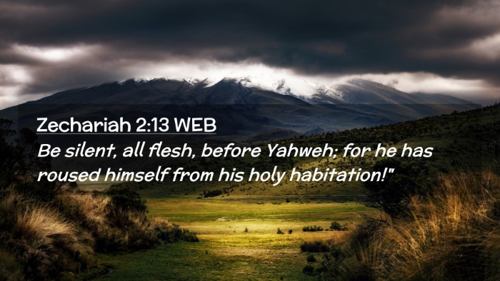 Picture 02 - Zechariah 2:13 WEB Desktop Wallpaper - Be silent, all flesh, before Yahweh; for he has - Desktop Bible Verse Wallpaper