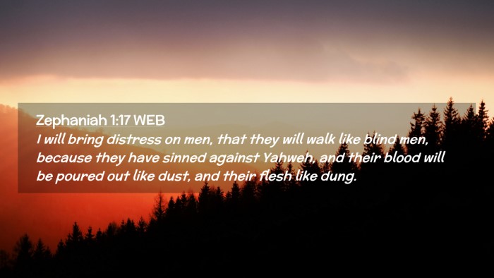 Picture 02 - Zephaniah 1:17 WEB Desktop Wallpaper - I will bring distress on men, that they will walk - Desktop Bible Verse Wallpaper