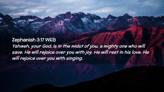 Picture 02 - Zephaniah 3:17 WEB Desktop Wallpaper - Yahweh, your God, is in the midst of you, a - Desktop Bible Verse Wallpaper