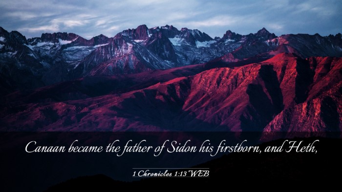 Picture 03 - 1 Chronicles 1:13 WEB Desktop Wallpaper - Canaan became the father of Sidon his firstborn, - Desktop Bible Verse Wallpaper