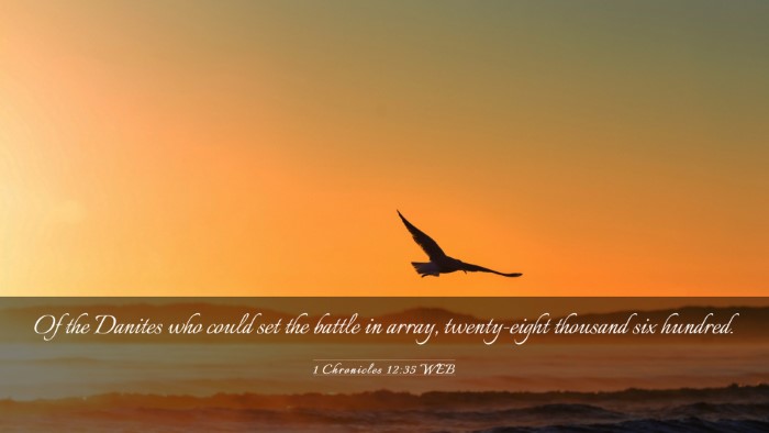 Picture 03 - 1 Chronicles 12:35 WEB Desktop Wallpaper - Of the Danites who could set the battle in array, - Desktop Bible Verse Wallpaper
