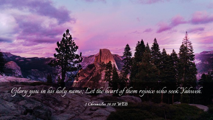 Picture 03 - 1 Chronicles 16:10 WEB Desktop Wallpaper - Glory you in his holy name; Let the heart of them - Desktop Bible Verse Wallpaper