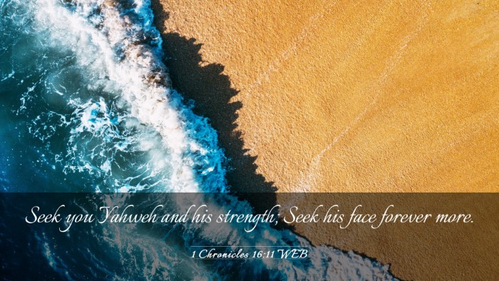 Picture 03 - 1 Chronicles 16:11 WEB Desktop Wallpaper - Seek you Yahweh and his strength; Seek his face - Desktop Bible Verse Wallpaper