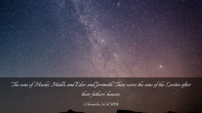 Picture 03 - 1 Chronicles 24:30 WEB Desktop Wallpaper - The sons of Mushi: Mahli, and Eder, and Jerimoth. - Desktop Bible Verse Wallpaper