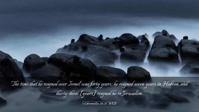 Picture 03 - 1 Chronicles 29:27 WEB Desktop Wallpaper - The time that he reigned over Israel was forty - Desktop Bible Verse Wallpaper
