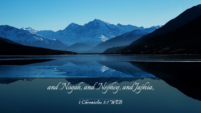 Picture 03 - 1 Chronicles 3:7 WEB Desktop Wallpaper - and Nogah, and Nepheg, and - Desktop Bible Verse Wallpaper