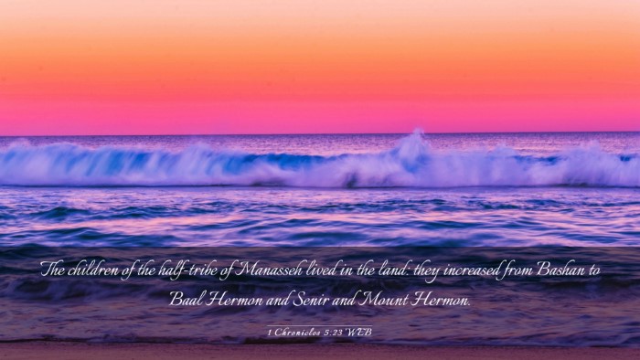 Picture 03 - 1 Chronicles 5:23 WEB Desktop Wallpaper - The children of the half-tribe of Manasseh lived - Desktop Bible Verse Wallpaper