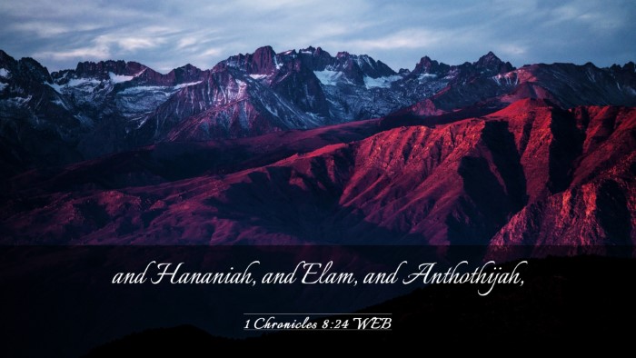 Picture 03 - 1 Chronicles 8:24 WEB Desktop Wallpaper - and Hananiah, and Elam, and - Desktop Bible Verse Wallpaper