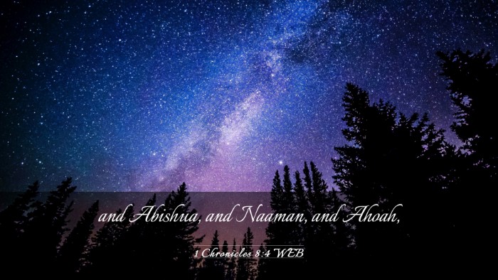 Picture 03 - 1 Chronicles 8:4 WEB Desktop Wallpaper - and Abishua, and Naaman, and - Desktop Bible Verse Wallpaper