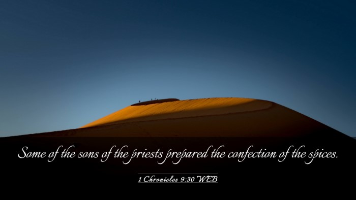 Picture 03 - 1 Chronicles 9:30 WEB Desktop Wallpaper - Some of the sons of the priests prepared the - Desktop Bible Verse Wallpaper
