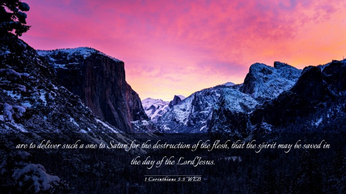 Picture 03 - 1 Corinthians 5:5 WEB Desktop Wallpaper - are to deliver such a one to Satan for the - Desktop Bible Verse Wallpaper