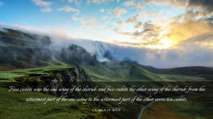 Picture 03 - 1 Kings 6:24 WEB Desktop Wallpaper - Five cubits was the one wing of the cherub, and - Desktop Bible Verse Wallpaper