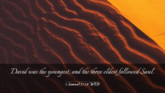 Picture 03 - 1 Samuel 17:14 WEB Desktop Wallpaper - David was the youngest; and the three eldest - Desktop Bible Verse Wallpaper