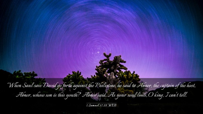 Picture 03 - 1 Samuel 17:55 WEB Desktop Wallpaper - When Saul saw David go forth against the - Desktop Bible Verse Wallpaper