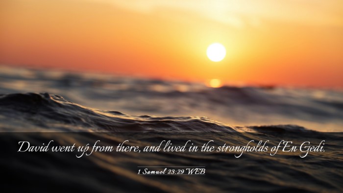 Picture 03 - 1 Samuel 23:29 WEB Desktop Wallpaper - David went up from there, and lived in the - Desktop Bible Verse Wallpaper