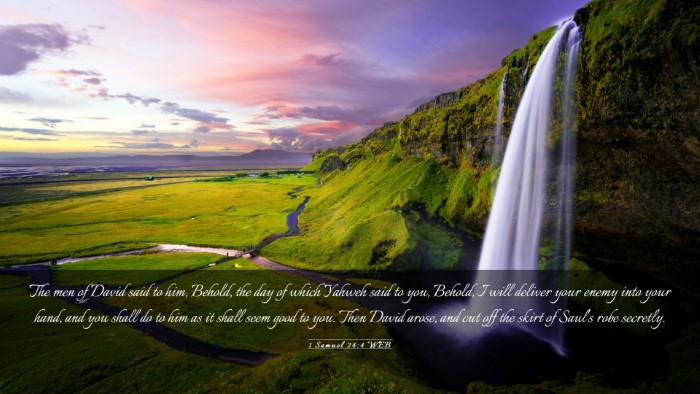 Picture 03 - 1 Samuel 24:4 WEB Desktop Wallpaper - The men of David said to him, Behold, the day of - Desktop Bible Verse Wallpaper