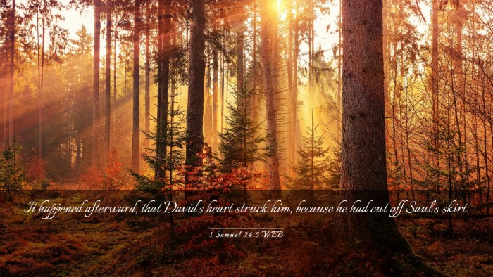 Picture 03 - 1 Samuel 24:5 WEB Desktop Wallpaper - It happened afterward, that David's heart struck - Desktop Bible Verse Wallpaper