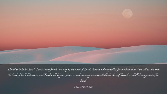 Picture 03 - 1 Samuel 27:1 WEB Desktop Wallpaper - David said in his heart, I shall now perish one - Desktop Bible Verse Wallpaper