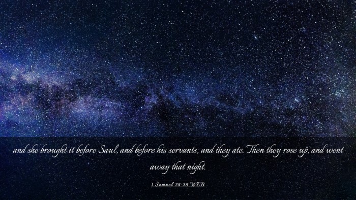 Picture 03 - 1 Samuel 28:25 WEB Desktop Wallpaper - and she brought it before Saul, and before his - Desktop Bible Verse Wallpaper