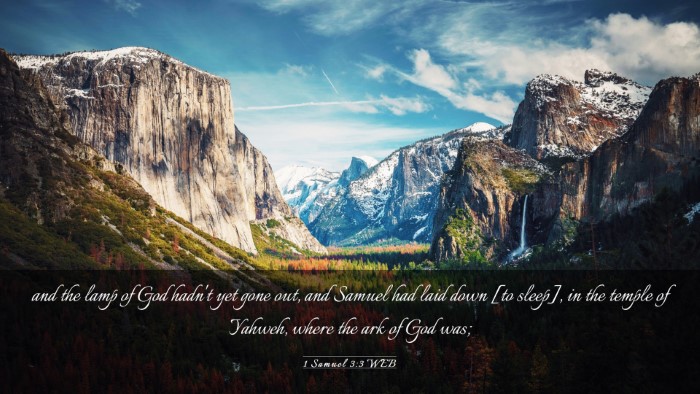 Picture 03 - 1 Samuel 3:3 WEB Desktop Wallpaper - and the lamp of God hadn't yet gone out, and - Desktop Bible Verse Wallpaper