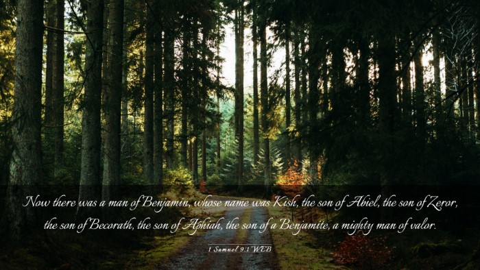 Picture 03 - 1 Samuel 9:1 WEB Desktop Wallpaper - Now there was a man of Benjamin, whose name was - Desktop Bible Verse Wallpaper