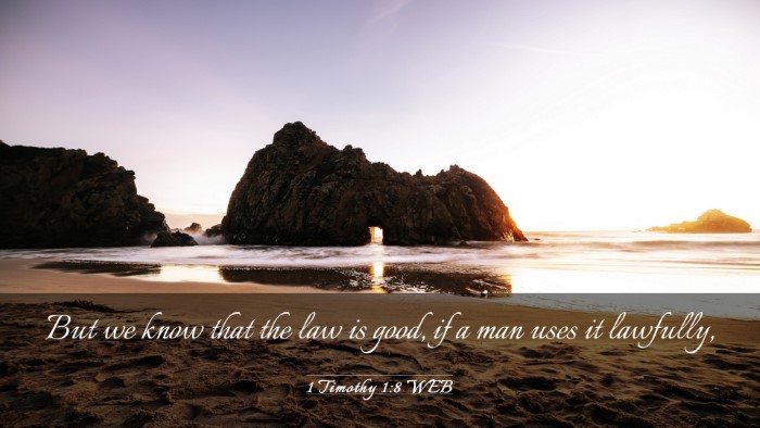 Picture 03 - 1 Timothy 1:8 WEB Desktop Wallpaper - But we know that the law is good, if a man uses - Desktop Bible Verse Wallpaper