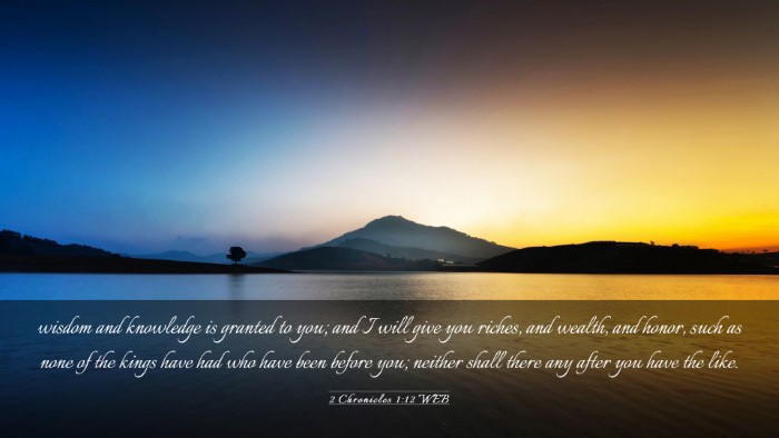 Picture 03 - 2 Chronicles 1:12 WEB Desktop Wallpaper - wisdom and knowledge is granted to you; and I - Desktop Bible Verse Wallpaper