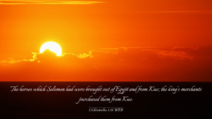 Picture 03 - 2 Chronicles 1:16 WEB Desktop Wallpaper - The horses which Solomon had were brought out of - Desktop Bible Verse Wallpaper