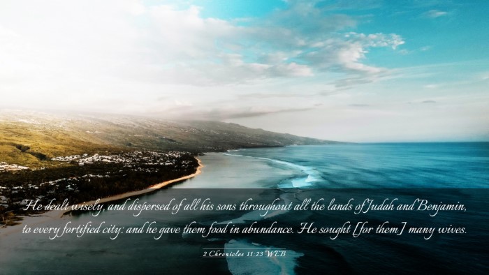 Picture 03 - 2 Chronicles 11:23 WEB Desktop Wallpaper - He dealt wisely, and dispersed of all his sons - Desktop Bible Verse Wallpaper