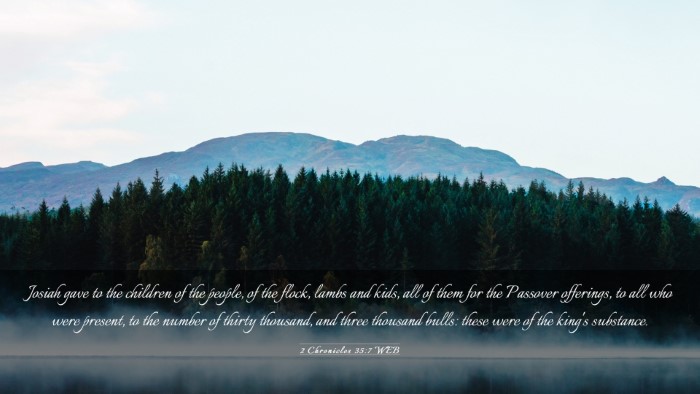 Picture 03 - 2 Chronicles 35:7 WEB Desktop Wallpaper - Josiah gave to the children of the people, of the - Desktop Bible Verse Wallpaper