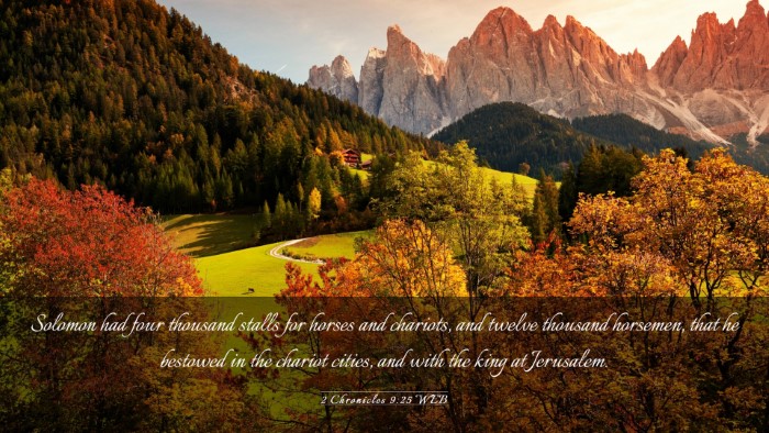 Picture 03 - 2 Chronicles 9:25 WEB Desktop Wallpaper - Solomon had four thousand stalls for horses and - Desktop Bible Verse Wallpaper