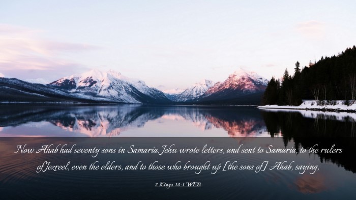 Picture 03 - 2 Kings 10:1 WEB Desktop Wallpaper - Now Ahab had seventy sons in Samaria. Jehu wrote - Desktop Bible Verse Wallpaper