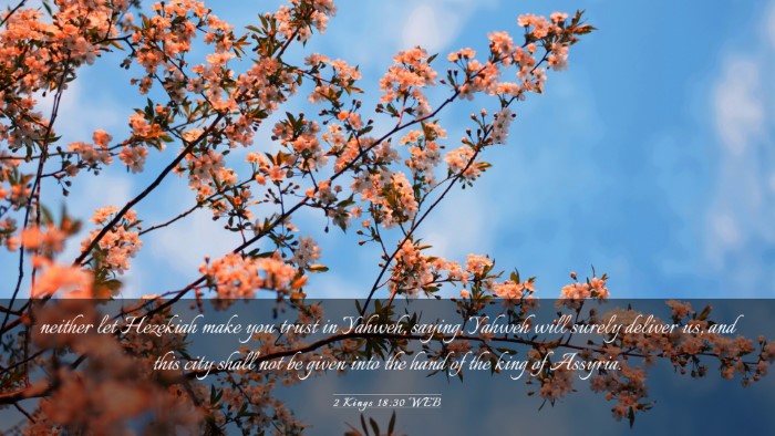 Picture 03 - 2 Kings 18:30 WEB Desktop Wallpaper - neither let Hezekiah make you trust in Yahweh, - Desktop Bible Verse Wallpaper