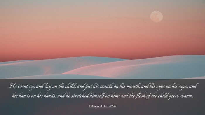 Picture 03 - 2 Kings 4:34 WEB Desktop Wallpaper - He went up, and lay on the child, and put his - Desktop Bible Verse Wallpaper
